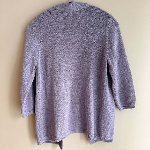 Preswick & Moore Petite Lavender Open Front Knit Cardigan Sweater - Picture 4 of 4